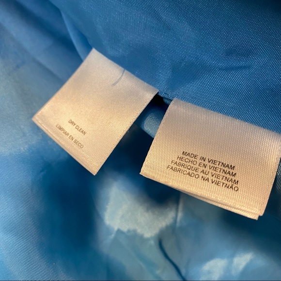 Anne Klein Light Baby Blue Button Front Cropped Moto Jacket Sz Large - Picture 7 of 11